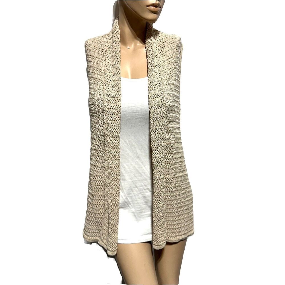 J. Mclaughlin Open Front Sleeveless Open Knit Car… - image 1